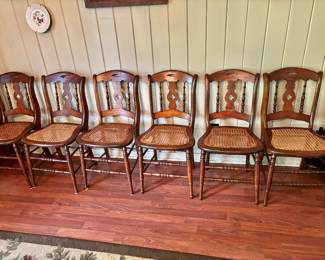Set of 6 Early Cane Bottom Chairs