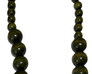 Mid Century LONG Wood Bead Necklace