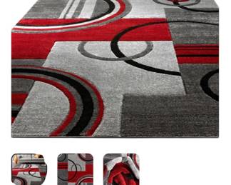 NEW Red Gray Area Rug