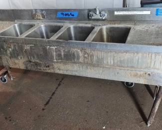 LG9006 Stainless Steel 4 Commercial Industrial Sink with Drying Side