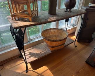Metal & Wicker Console Table (46"W x 18"D x 30"H)