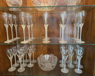 Colony Amaryllis Satin Frosted Flower Petal Stem Wine & Champagne Glasses