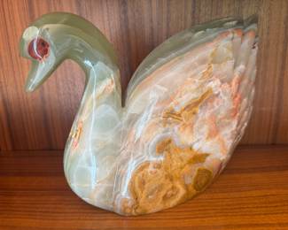 Maitland Smith Onyx Stone Carved Swan
