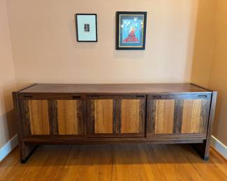 Dyrlund Danish MCM Rosewood Rectangular 3 Sliding Door Sideboard (19"D x 77"W x 29-1/2"H)