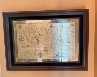 Framed The Royal Geographical Society Silver Map with COA (27"W x 20"H)
