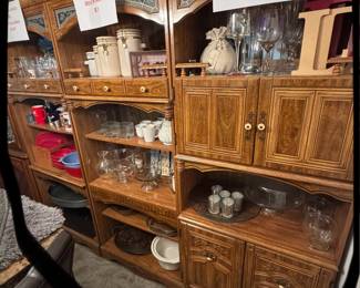 Wooden shelves for sale $30 ea …glassware and cookware available