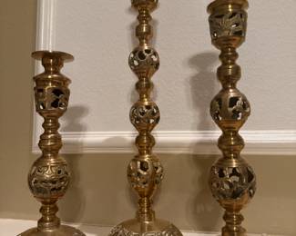 Vintage Brass Ornate Candlesticks