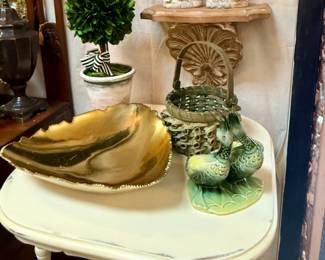 Vintage brass and copper and many figurines and side tables are ready for you to take home.