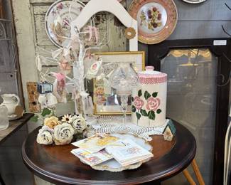 Vintage plates for hanging, end tables with character, wall decor and more.