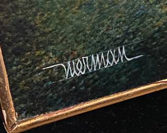 'Enchanted City' by Leonardo Nierman signed and framed, oil on masonite; 31.5" x 23.75"