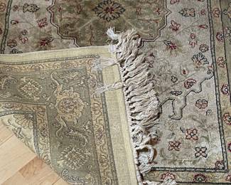 Turkish handmade Rug, green medallion; approx. 38"x55"