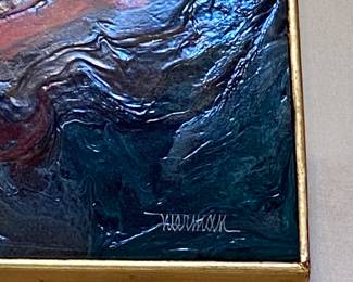 'The Wave' by Leonardo Nierman signed and framed, oil on masonite; 31.5" x 23.75"
