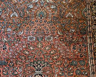 Vintage handmade Persian Rug; Kashmir floral, silk; approx. 35.5"x61" 