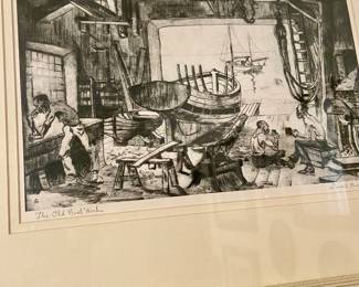 ‘The Old Boat Works’ signed by Lionel Barrymore 