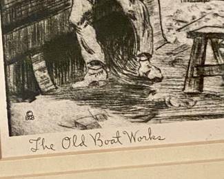 ‘The Old Boat Works’ signed by Lionel Barrymore 