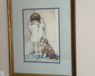 'Child in Corner' Bessie Pease Gutmann in Disgrace; framed print