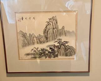 Rebecca Ming framed watercolor & ink 