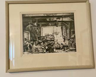 ‘The Old Boat Works’ signed by Lionel Barrymore 