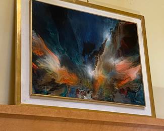 'The Wave' by Leonardo Nierman signed and framed, oil on masonite; 31.5" x 23.75"