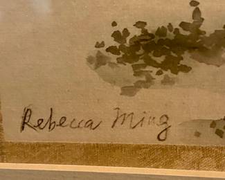 Rebecca Ming framed watercolor & ink 