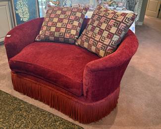 Set of 3 Key City Red Swivel Loveseats
