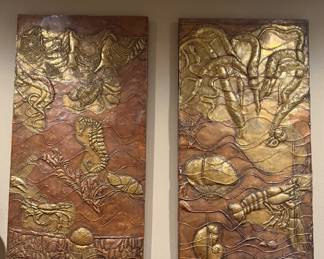 Maitland Smith Hand Tooled Copper Wall Panels