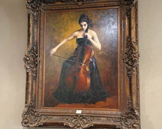 Prestige Arts "Cello Woman" Hand Painted Giclee