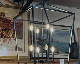 Eight light black mat chandelier