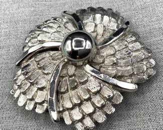 Signed Lieba Satin Flower scarf clip