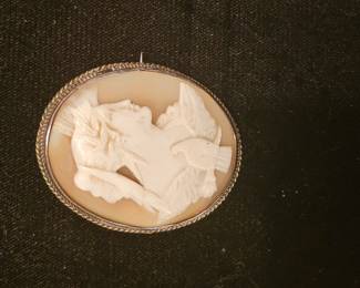 Rare Sterling Cameo with lady and Eagle.