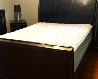 Black Crocodile Embossed Queen
bed with mattress and box spring