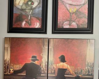 "Evening Lounge" by Brent Lynch Print on Canvas and Martini Glasses Art Also print on Canvas