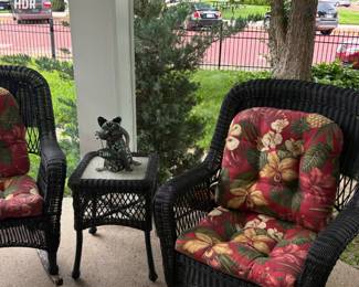 Two Wicker Chairs and a side table