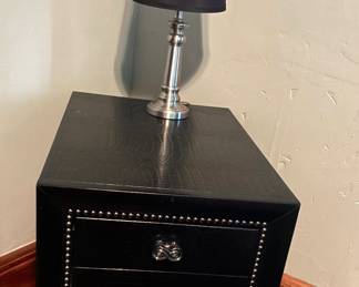 Black Crocodile Embossed night stand and small side lamp
