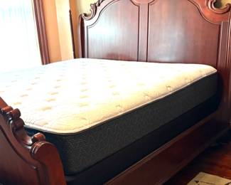 Cherry King Bed with Mattress in excellent condition