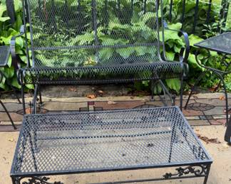 Mid-Century wrought Iron settee and table