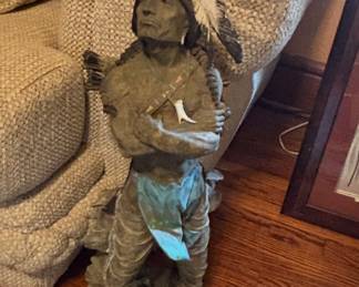 Vintage Composite Sculpture Of A Native American