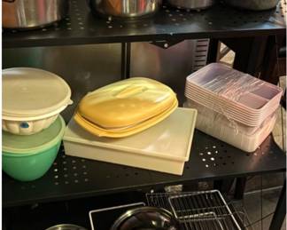 Tupperware and stainless steel pots