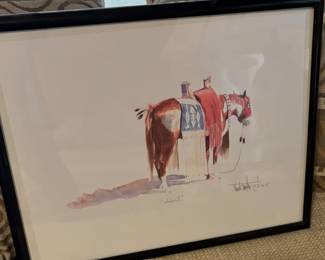 Signed and framed print —“Indian I" by Carol Grigg, a self-taught Cherokee painter from Oregon