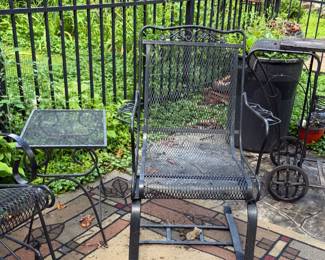 Mid-Century wrought Iron Rocking chair and side table