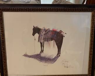 Signed and framed print—“Chester II" by Carol Grigg, an artist known for her Native American-themed artwork.