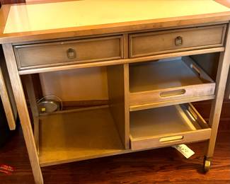 Mid Century Bar/Serving Cart- Limed Oak