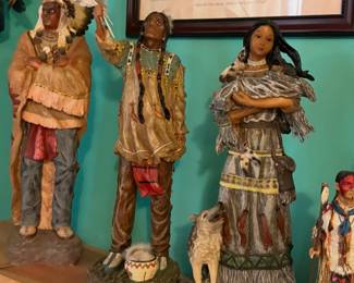 Vintage Composite Sculpture Of A Native Americans