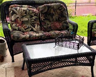 Wicker Settee and Coffee table
