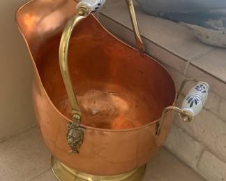 Vintage Copper & Brass Coal Scuttle Bucket / Planter