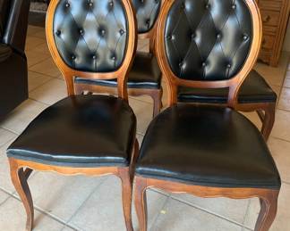Set of Four Leather Parlor Chairs