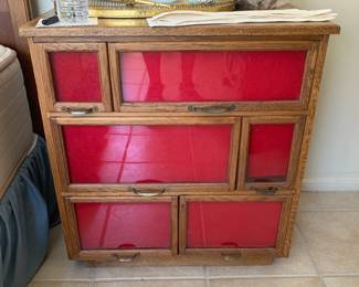 Vintage Glass and Wood Display/Storage Cabinet