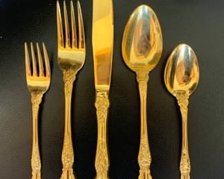 Service for Ten Plus Serving Pieces - Gold Filigree