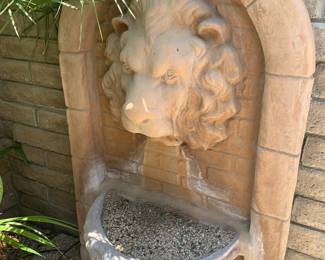 Fabulous 52" Tall Lion's Head Fountain with Flat Half Moon Base