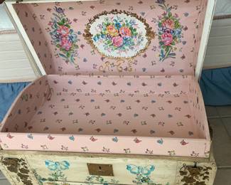 Handpainted Humpback Steamer Trunk